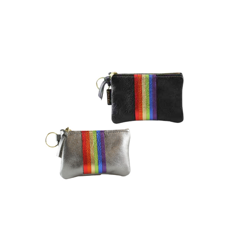 Kara Rainbow Leather Keyring Pouch