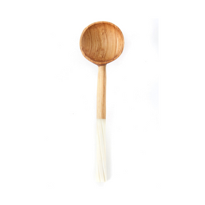 Kenyan Olivewood + Bone Coffee Scoop - Twisted White