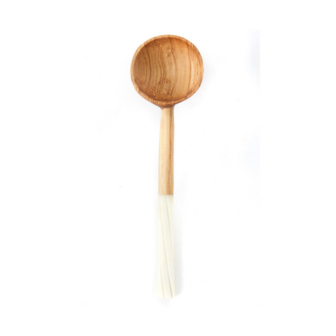 Kenyan Olivewood + Bone Coffee Scoop - Twisted White