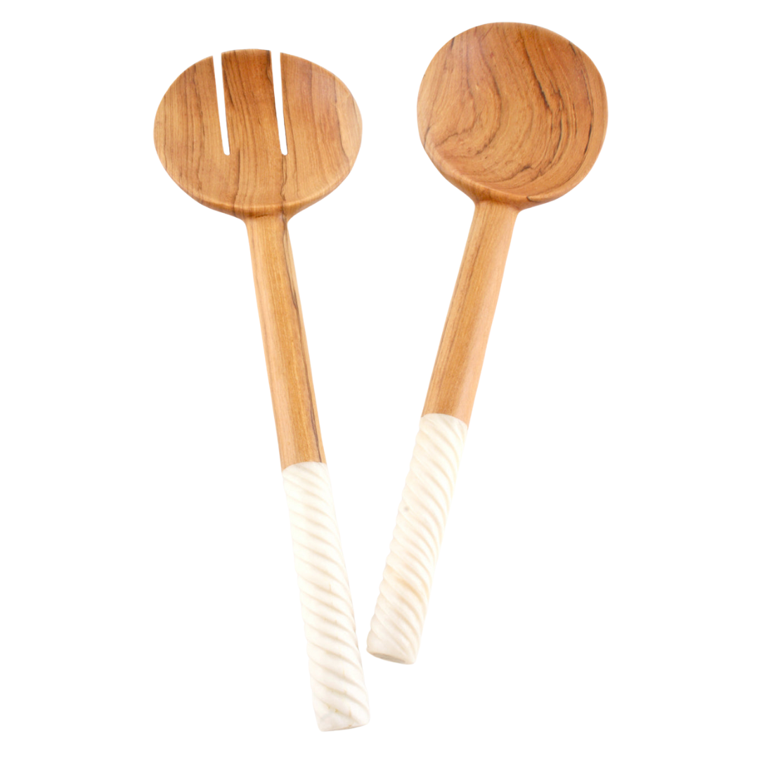 Kenyan Olivewood + Antelope Antler Salad Servers