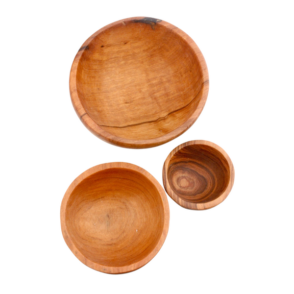 Kenyan Olivewood Condiment Bowls - Set of Three