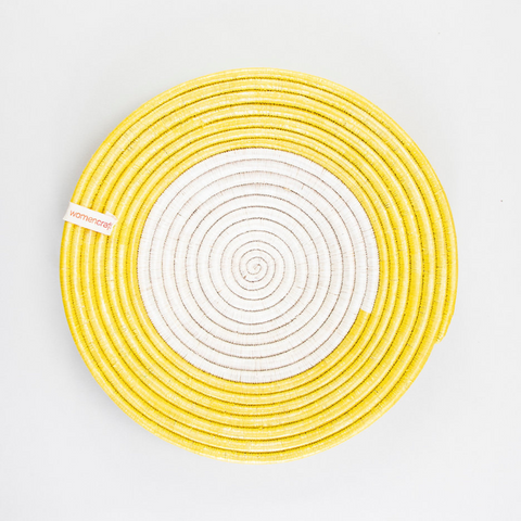 WomenCraft Refugee Wall Basket - Small Yellow Design