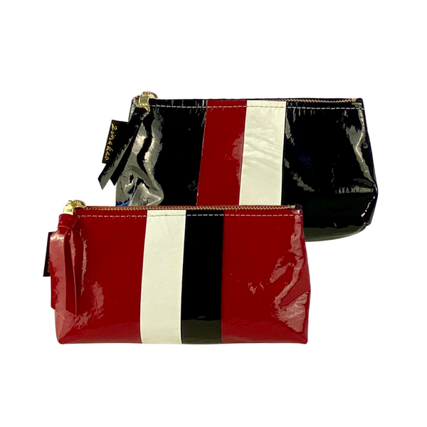 Bardot Striped Patent Leather Pouch