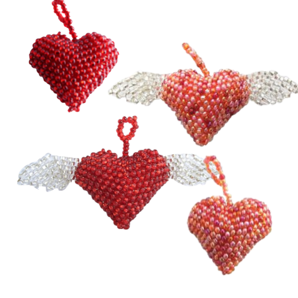Beaded Heart Ornaments