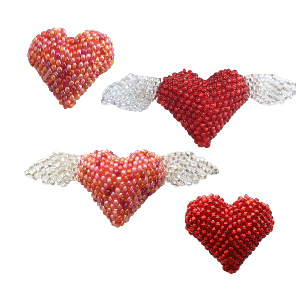 Beaded Heart Pins