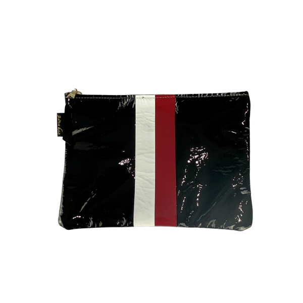 Carter Striped Patent Leather Pouch