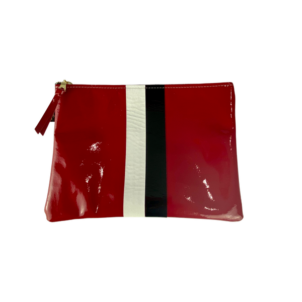 Carter Striped Patent Leather Pouch