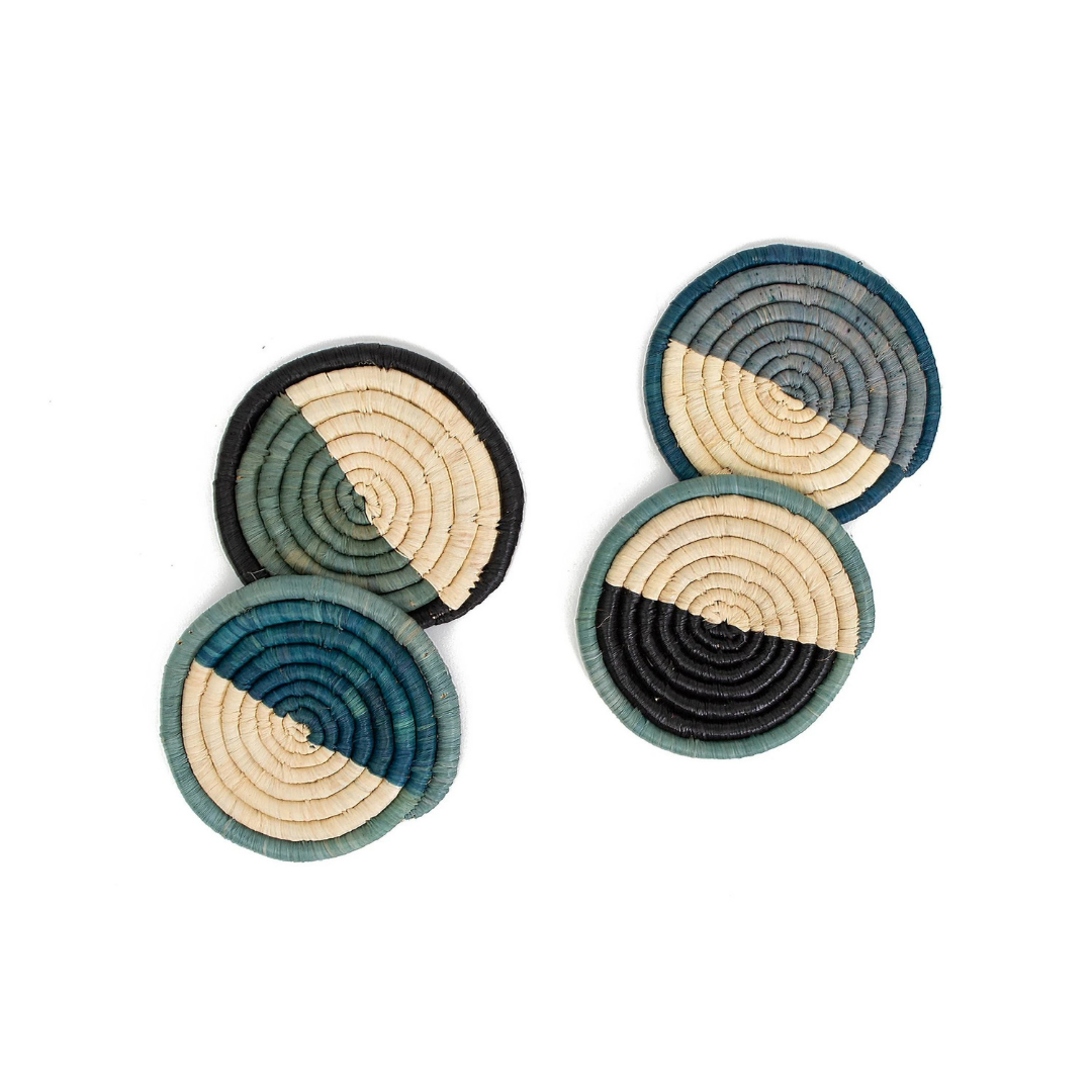 Coasters, Set of 4 - Color-Blocked Dipped Cool
