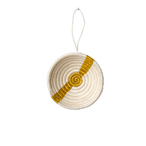 Striped Basket Ornament - Metallic Gold