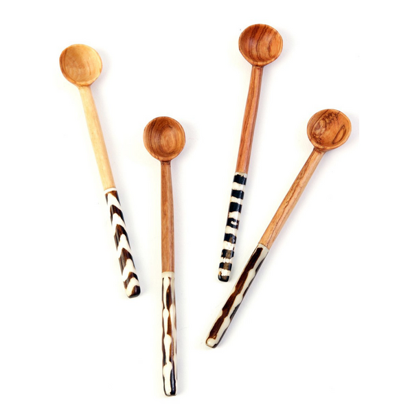 Kenyan Olivewood + Bone Sugar Spoon