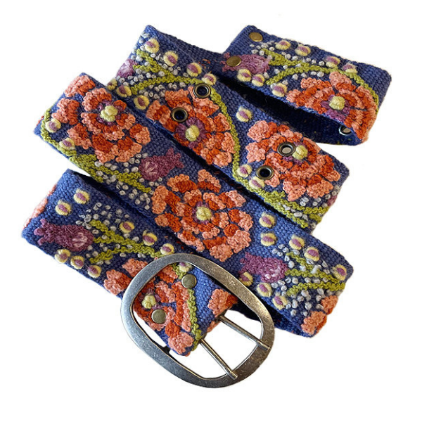 Hand-Embroidered Belt - Coneflower