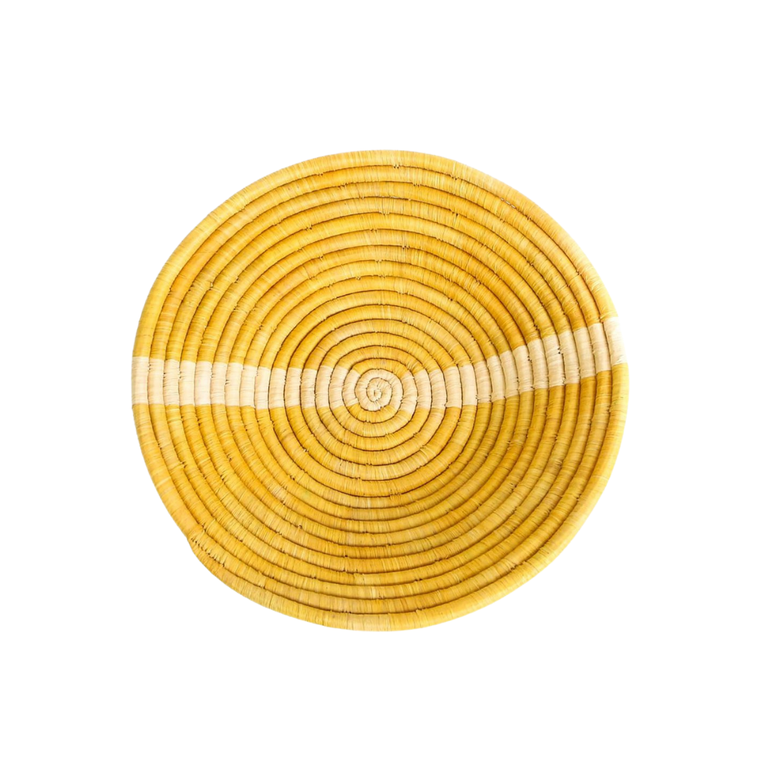 Medium Round Basket - Striped Mustard