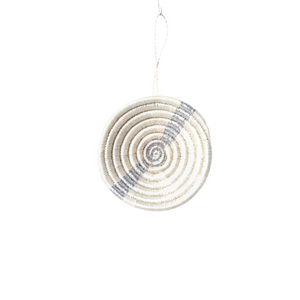 Striped Basket Ornament - Metallic Silver