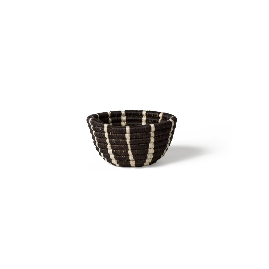 Tiny Catch All Basket - Striped Black + White