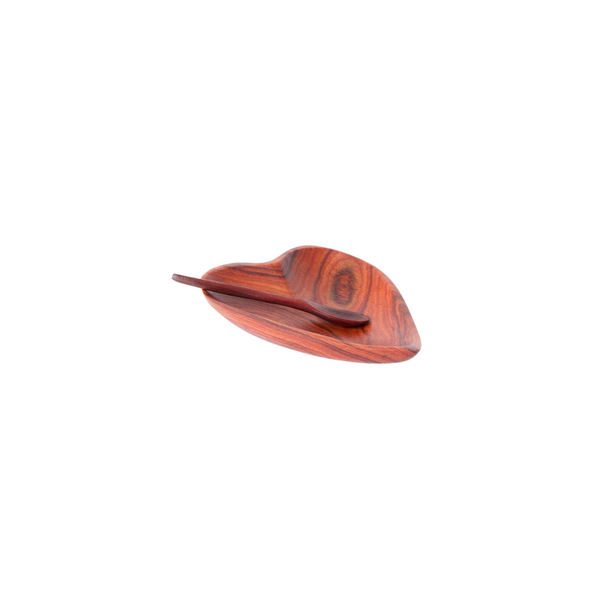 Zambezi Teak Rustic Heart Dish with Spoon