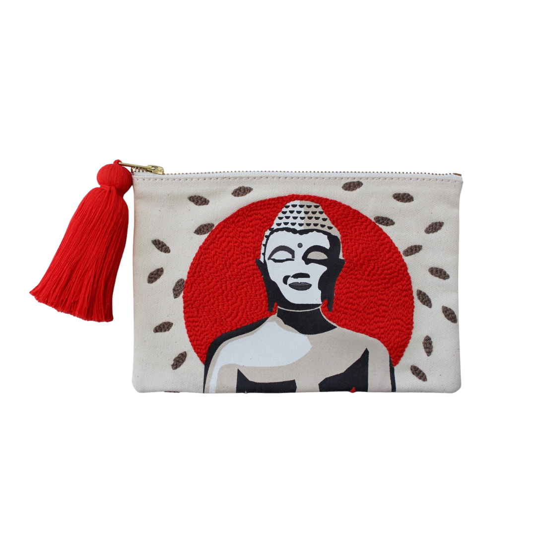 Embroidered Cosmetic Bag/Clutch - Buddha