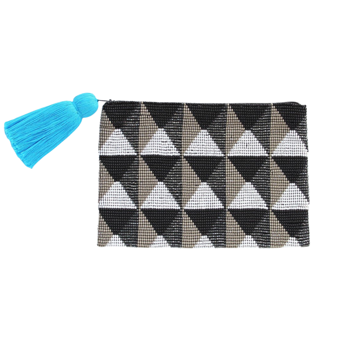 Beaded Clutch - Diamond Black & Gray