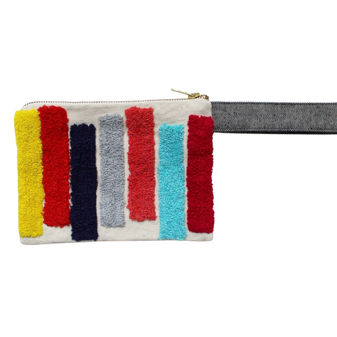 Embroidered Cosmetic Bag/Clutch/Wristlet - Mondrian