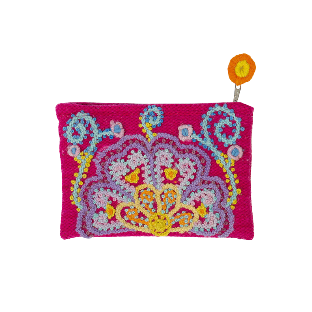 Hand-Embroidered Bag - Comina Fuchsia
