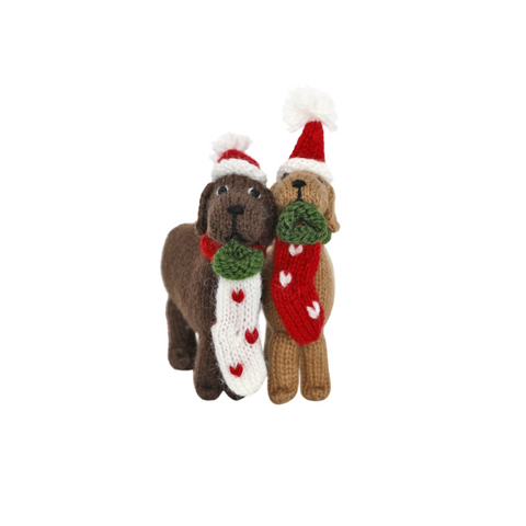 Handknit Dog with Stocking Ornament