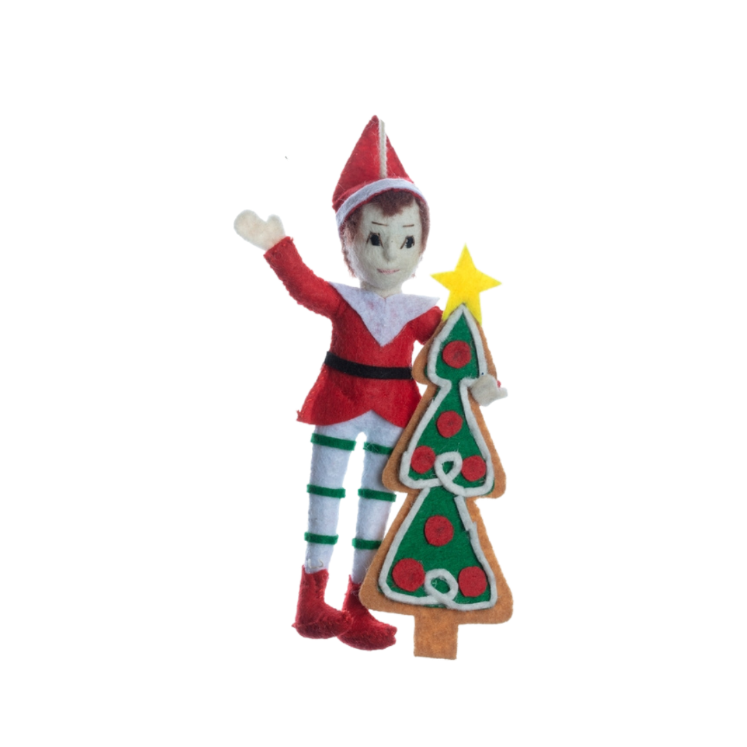Elf with Christmas Tree Ornament