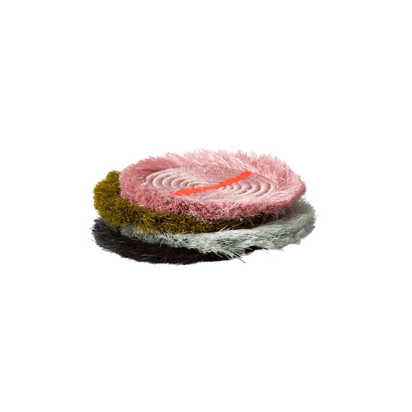 Fringed Coasters, Set of 4 - Multicolor Neon