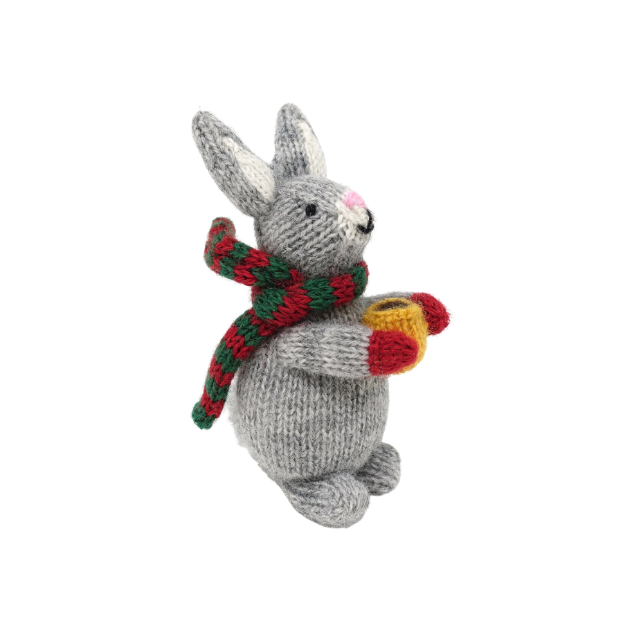 Handknit Bunny with Cocoa Ornament