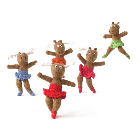 Handknit Dancing Moose Ornament - Assorted Colors