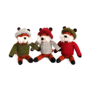 Handknit Fox in Sweater Ornament