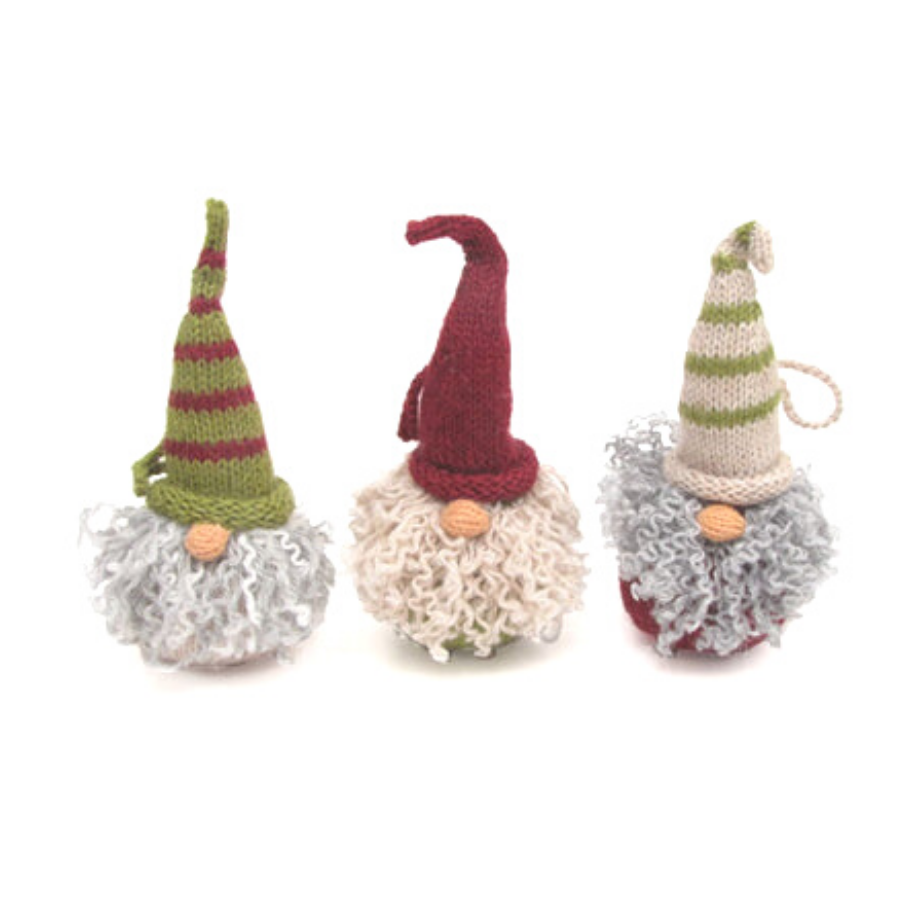 Handknit Gnome in Hat Ornament - Assorted Designs