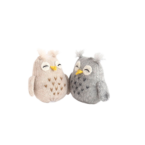 Handknit Owl with Tufts Ornament - Assorted Colors