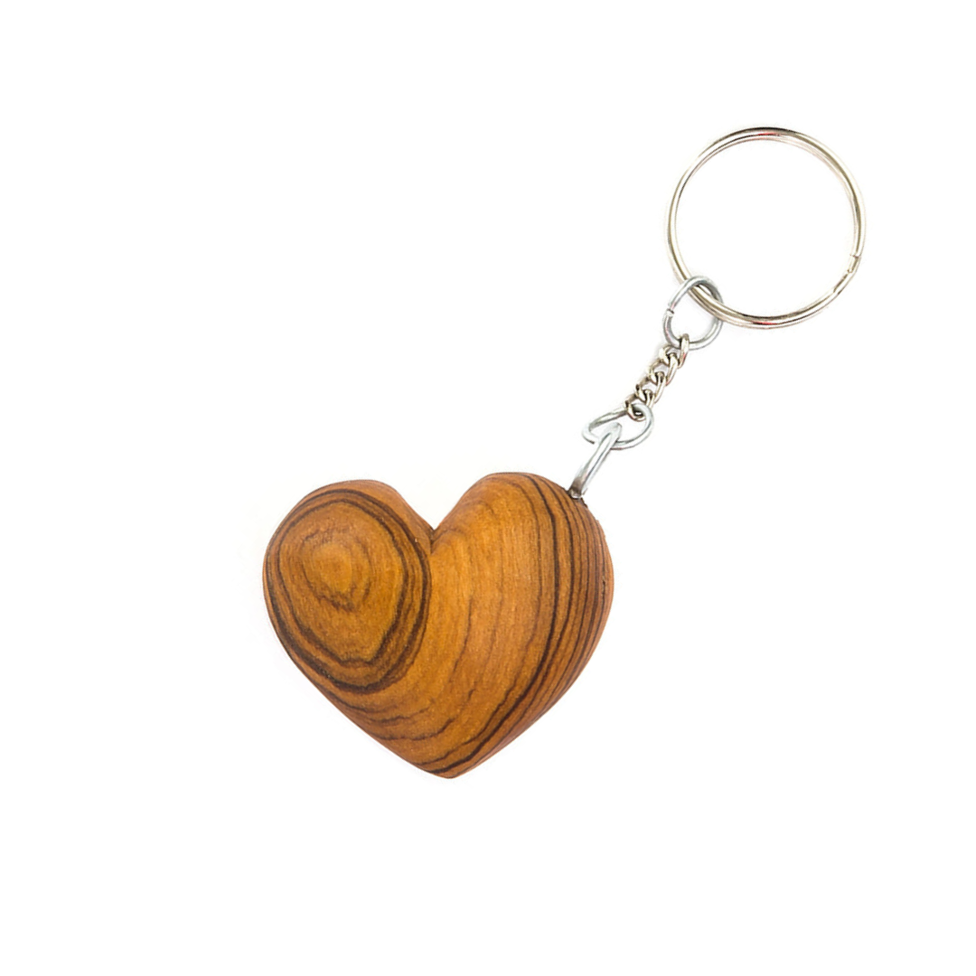 Kenyan Olivewood Heart Keychain