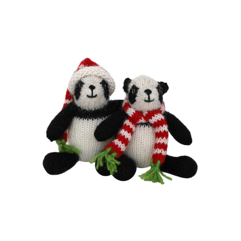 Handknit Panda Ornament