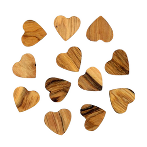 Kenyan Olivewood Flat Heart Token - Tiny